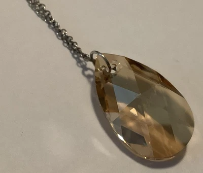 "Collar colgante lágrima cuarzo ahumado de plata de ley 18"" L (1064)" Foto 1 de 3