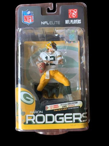 Green Bay Packers Elite Players Aaron Rodgers Action Figure White Jersey Cover