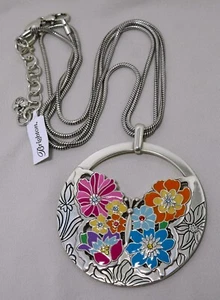 Brighton ENCHANTED GARDEN NWT Multi-Color Enamel Butterfly Pendant Necklace - Picture 1 of 4