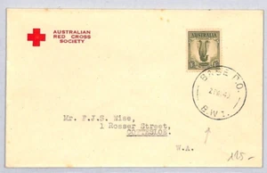 AUSTRALIA USED PALESTINE? 1s Lyrebird WW2 Cover RED CROSS *BASE PO/BWI* CDS RC22 - Picture 1 of 10