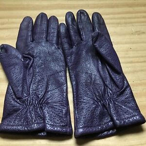 Vintage Premium Aris Purple Genuine Leather Pig Skin Lined Driving Gloves Size 7