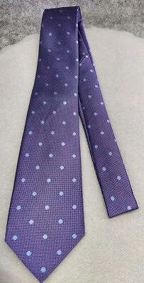 PURPLE POLKA DOT Wedding Necktie Mens Groomsmen Silver JACQUARD Woven Silk NEW - Image 1 of 4