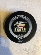 ECHL Colorado Eagles Official Logo League Reverse Hockey Puck Collect