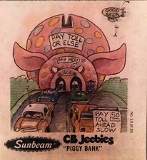 Vintage 1977 Piggy Bank CB Radio Mini Hot Peel Iron On Transfer And Sticker