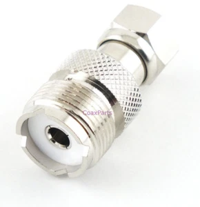 UHF Female to Type F Male Coax Adapter Connector - USA Ham Radio Seller - Picture 1 of 2