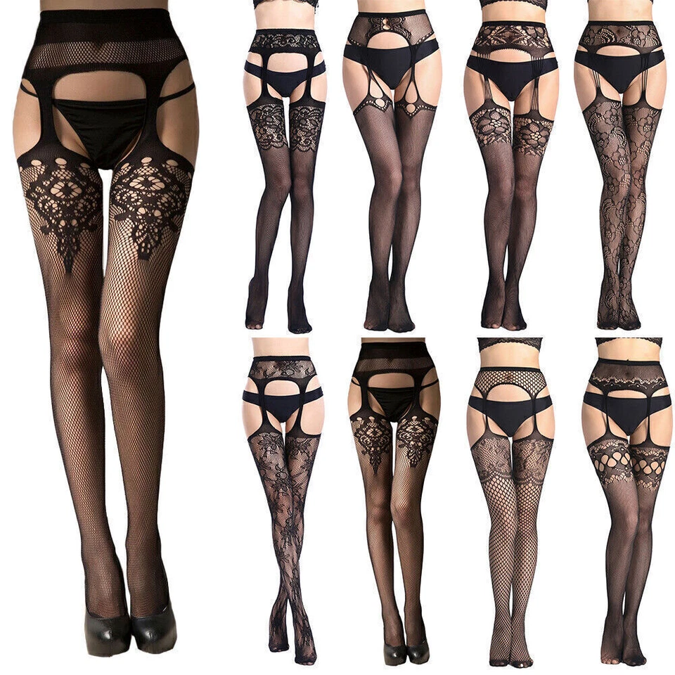 Damen Spitze Strumpfhose Dessous Netzstrümpfe Stocking Halterlose Strapsstrümpfe - Bild 1 von 1