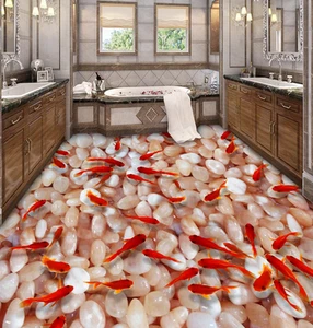 3D Red Fish Cobbled 489 Floor WallPaper Murals Wall Print Decal 5D AU Lemon - Picture 1 of 6