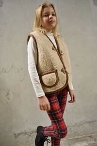 Children's Merino Wool Gilet - Beige - Picture 1 of 11