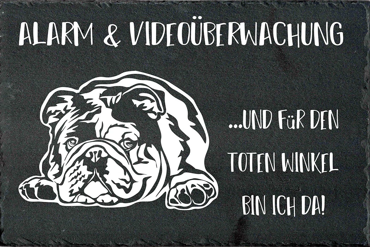 Warnschild Englische Bulldogge - Metallschild, Verschiedene Größen Bis DIN A3, Hier DIN A5