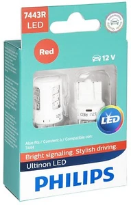 2x Philips 7443 RED LED Bright Super 6000k Light bulbs Reverse Tail Brake bulb - Picture 1 of 3