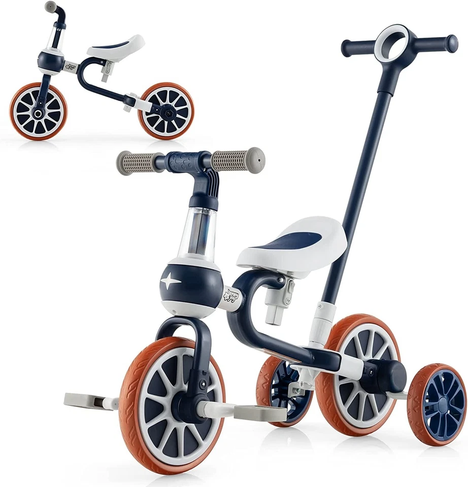 4 in 1 Kinder Dreirad Laufrad Balance Bike verstellbar von 2-4 Jahre Kinderwagen