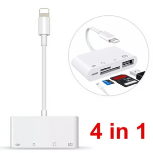 USB To Card Reader Adapter 4In1 Camera Micro SD Memory Slot For iPhone iPad iPod - Afbeelding 1 van 11