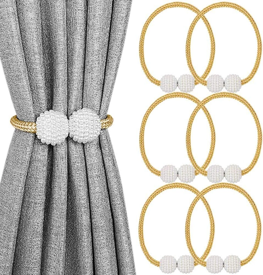 Paquete de 4/6 Corbatas Magnéticas para Cortinas, Soportes Decorativos para Decoración de Ventanas Foto 1 de 4