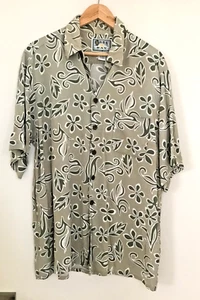 Hana Bay Herren Hawaiihemd Größe Large Island Style weicher Viskose salbeigrün - Bild 1 von 10
