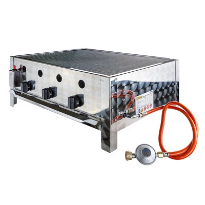 Gasbräter Gasgrill mit Grillrost DGB3 Gastrobräter Tischgrill 3-flammig - Bild 1 von 4
