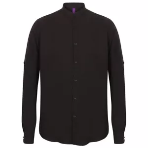 Henbury Mens Wicking Mandarin Collar Roll Sleeve Shirt PC6102 - Picture 1 of 3