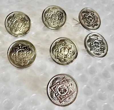 bUTTONS VINTAGE METAL MANDALA SHAPE DESIGN SILVER TONE COSTUMING SEWING neocurio - Image 1 of 4