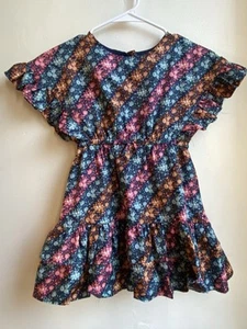Janie and Jack Diagonal Floral Stripe Ruffle Dress Girls Size 7 - Picture 1 of 16