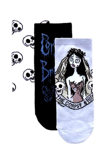 CORPSE BRIDE Adult Trainer Socks 3 Pair Pack, Sizes 6-8 or 2-5 Primark Licenced - Picture 1 of 2