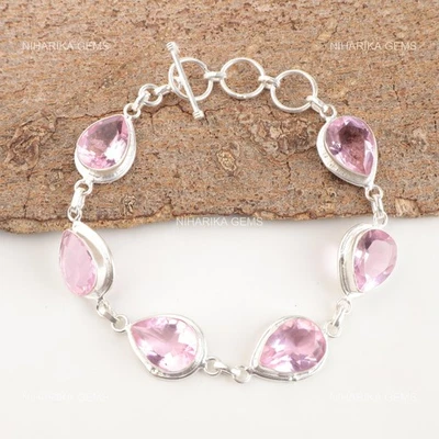 925纯银梨天然摩根石波西米亚链万圣节手链珠宝首饰 — 第 1/4 张图片