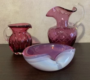 Midcentury Murano Sommerso Cranberry Italienische Kunst Glas Schale Venezianische Murano Vase - Bild 1 von 23