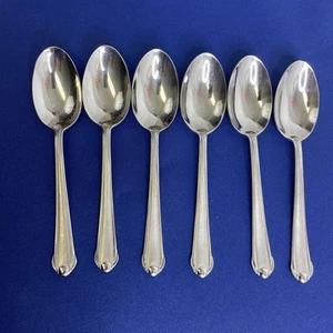 6 Mikasa CLASSICO SATIN Oval Soup Spoons Indonesia 18/0 Flatware Silverware - Picture 1 of 12