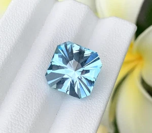 Limpio para los ojos 9,19 quilates topacio azul octágono corte Asscher 11 mm piedra preciosa suelta Brasil - Imagen 1 de 14
