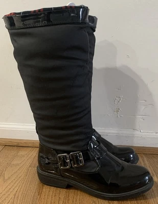 Botas Totes hasta la rodilla negras charol y lona para mujer talla 10M Foto 1 de 4