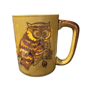 Rare Vintage 1970s Otagiri Japan Stoneware Owl Coffee Tea Mug Hand Painted MCM - Picture 1 of 9