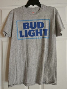 Camiseta gris gris cuello redondo manga corta Bud Light Logo para hombre talla: L (Hanes) - Imagen 1 de 2
