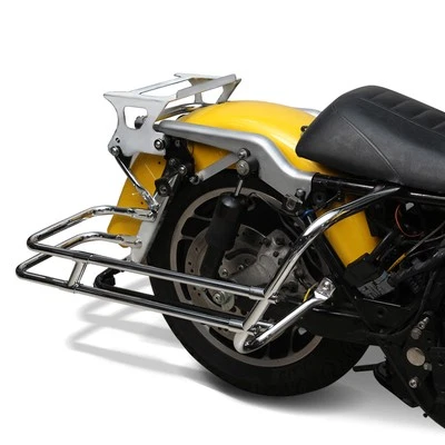 Kit de protección de alforja cromada de doble riel apto para Harley Touring Road Glide 1997-2008 Foto 1 de 4