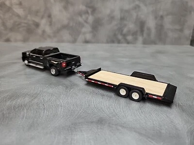 1/64 Custom scratch built 20' Drop Deck Trailer Black Wood Deck - Image 1 of 4