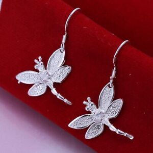 Women's Fashion Jewelry Silver Dragonfly Shaped Dangle Drop Earrings 1-202