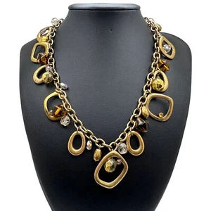 Chico's Necklace Jewlery Copper Gold Tone Brown Chunky Pendant Charm Bead 20" - Picture 1 of 8