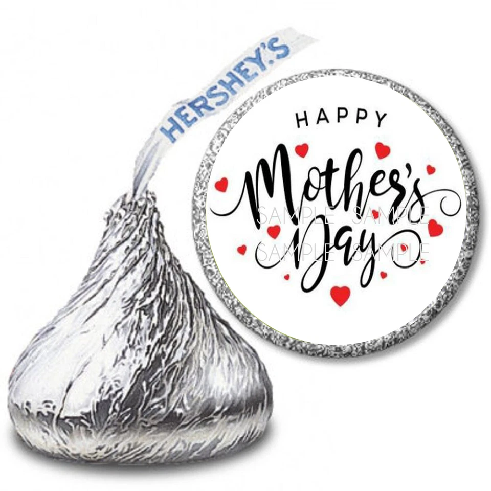 108 Happy Mother's Day Favors Hershey Kiss Labels Kiss Stickers - Image 1 of 1