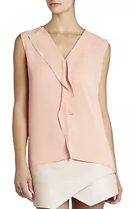 NEW BCBG MAX AZRIA APRI. ELLAN SLEEVELESS DRAPED PLACKET TOP WQR1S136/AS272 SZ S - Picture 1 of 3