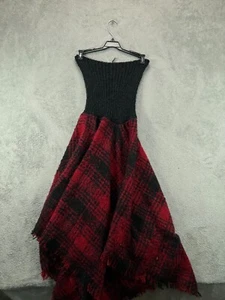 NWT Wonderly Poncho Cape Sweaters One Size Womens Red Black Buffalo Plaid Fringe - Picture 1 of 7