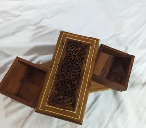Wooden Puzzle Box Mystery Compartments Thuya Wood Jewelry - Picture 1 of 10