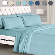 Mueller Ultratemp Bed Sheets Set Super Soft 1800 Thread Count 6 Pc Aqua