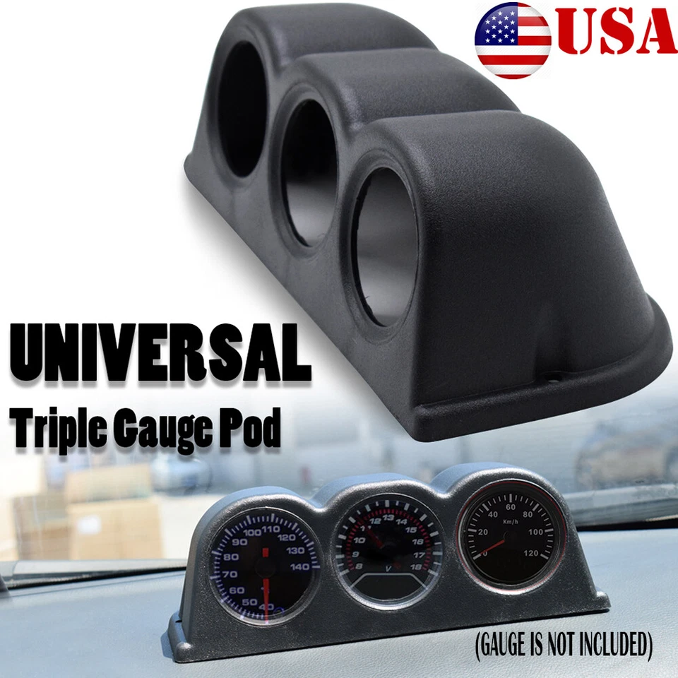 Universal 52mm Triple Gauge Pod Mount Holder Dashboard Dash Black Turbo Boost US - Image 1 of 4