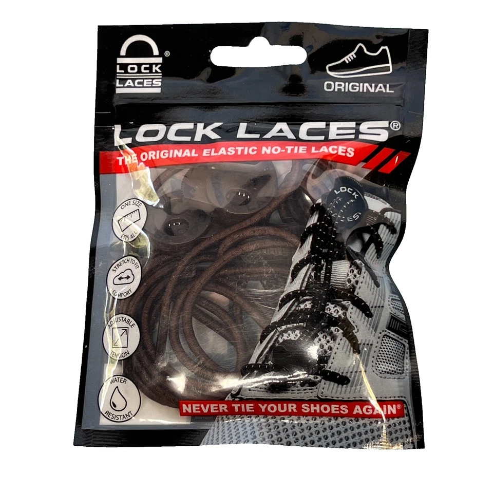 Lock Laces 2922 Elastic No Tie Brown Shoelaces