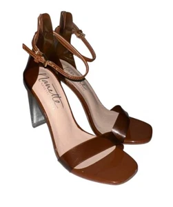 Nanette Lepore Womens Brown Clear Straps Clear Block Heels Ankle Strap Sz 6 READ - Picture 1 of 10