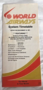Vintage World Airways System Timetable December 15, 1981 - Picture 1 of 5