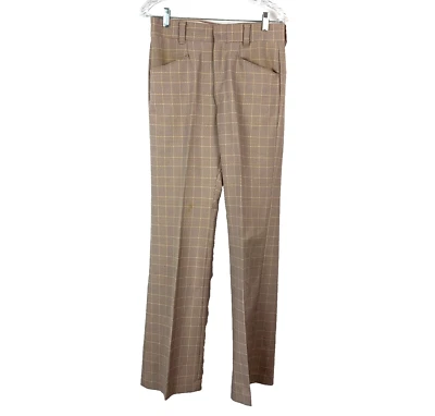 Pantalones de ocio discoteca de poliéster a cuadros vintage años 70 Levi's Panatela para hombre 29x31 Foto 1 de 4