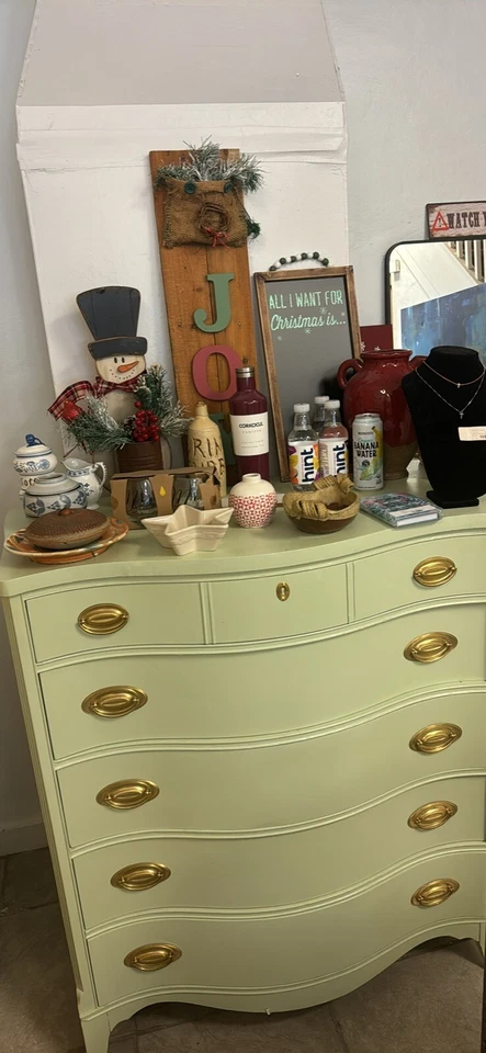 Elegante Cómoda Verde Claro 6 Cajones - Totalmente Restaurada Foto 1 de 1