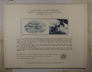 BEP souvenir card B 36 Bicent Expo 1976 Kitty Hawk spacewalk vignettes