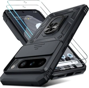 Étui Pour Google Pixel 9 & 9 Pro XL, Bague Armure Pied Téléphone & Écran Verre - Photo 1 sur 24