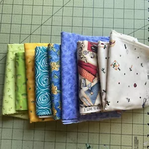 Lot/8Half Yard Cuts Cotton Fabric 4 yards Total Quilting Gardening Floral Leaves - Picture 1 of 8