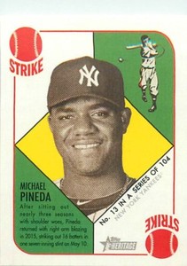 2015 TOPPS HERITAGE '51 RED BACK MINI BASEBALL CARD #13 MICHAEL PINEDA YANKEES 
