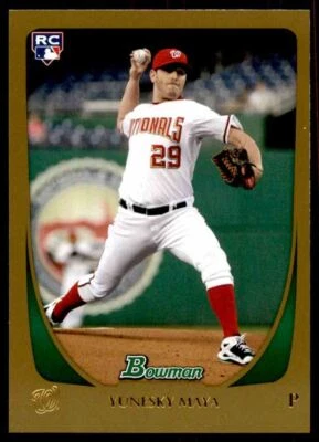 2011 Bowman Gold ! Yunesky Maya Washington Nationals #200 - Image 1 of 2